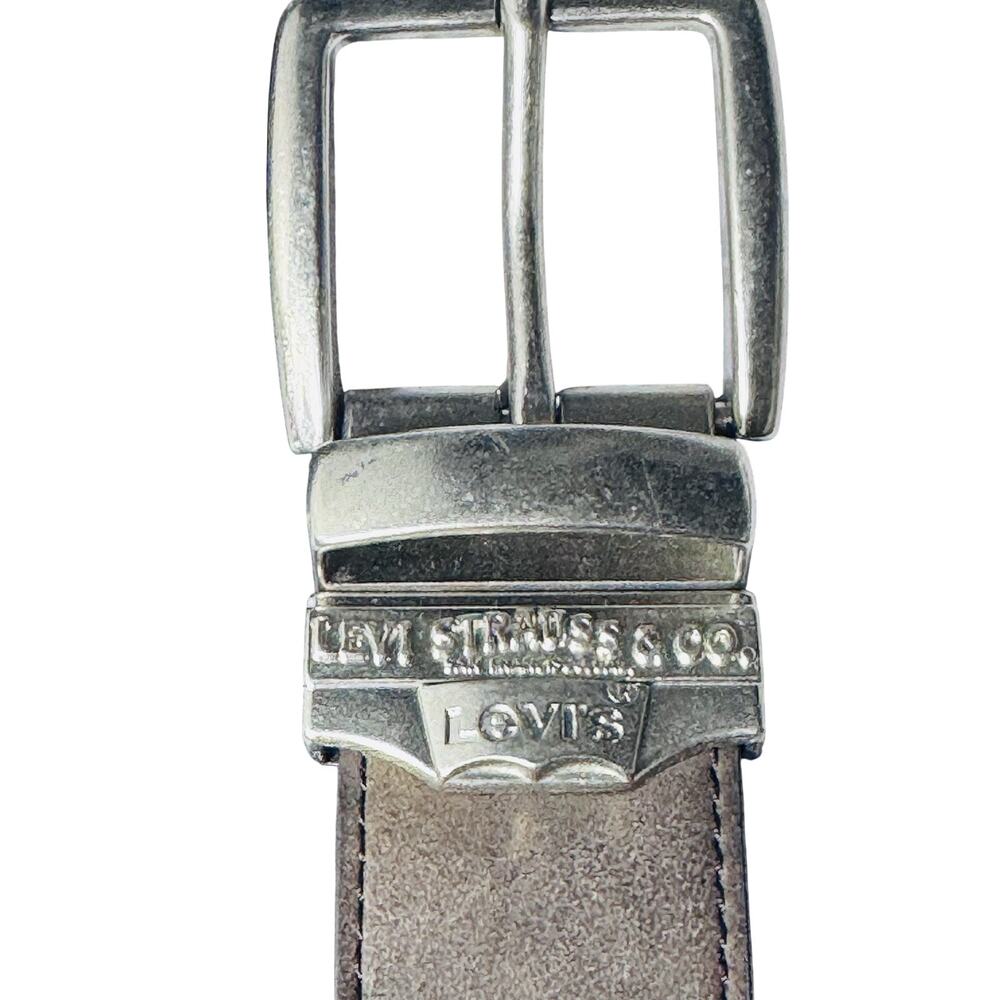 Levi's Mens Brown Synthetic Leather Belt Silver Metal Buckle Sz L 38-40